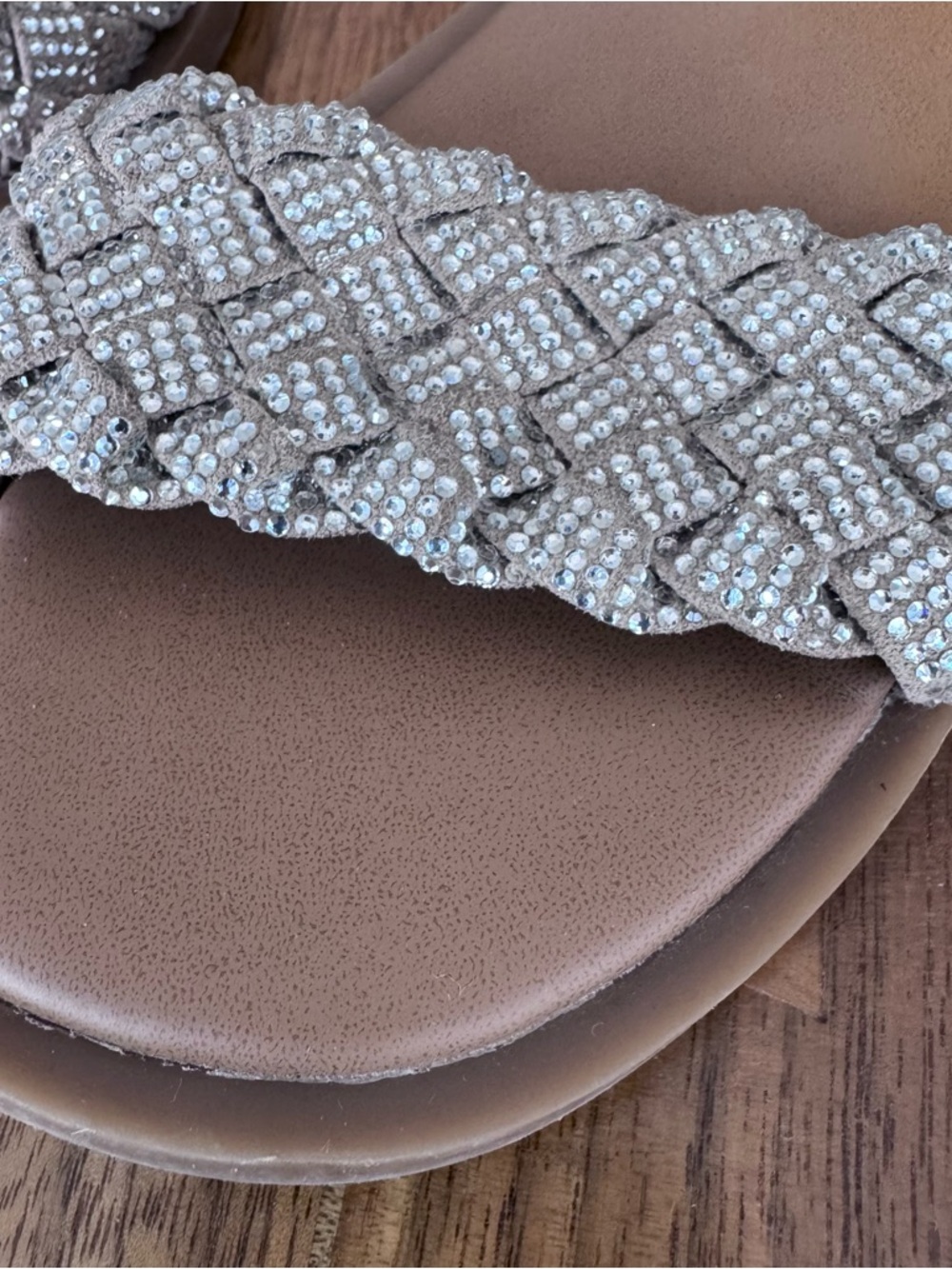 Steve Madden Braided Sparkle Strap Sandals Tan/Nude/Silver. Size Kid’s 11 - Picture 7 of 13